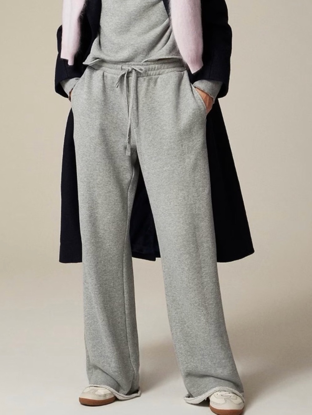 J.Crew Heritage Terry Wide-Leg Sweatpant Med Heather Grey Large Worn Once CF422